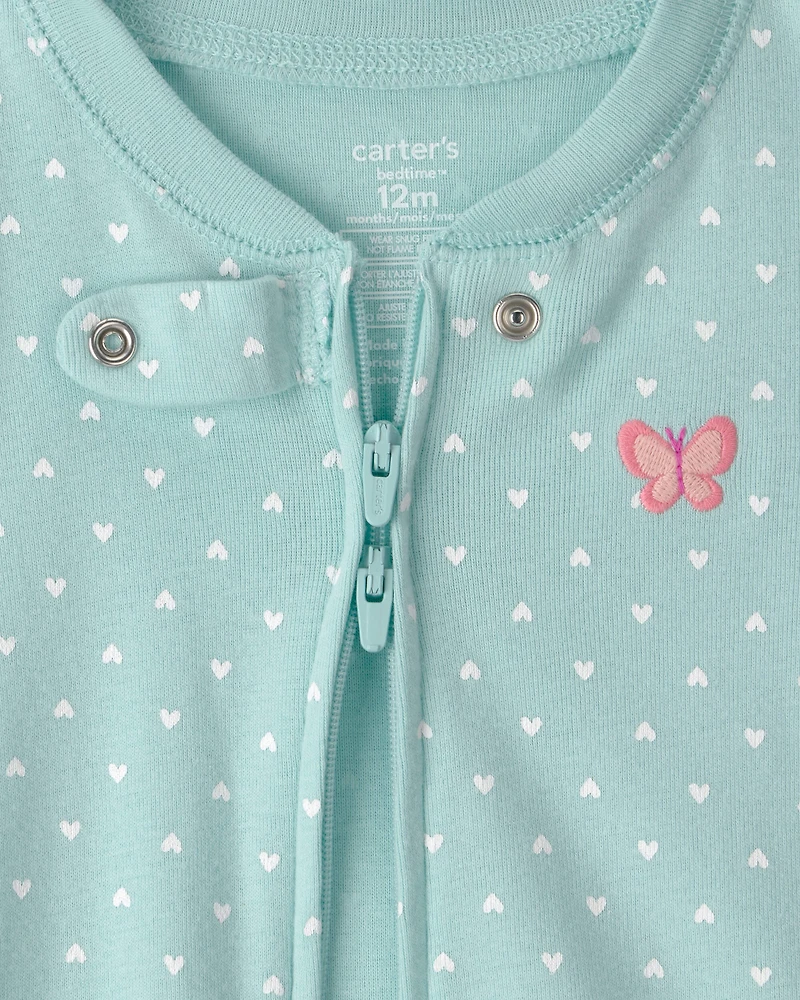 Baby Girl 2-Pack Floral Butterfly 100% Cotton Snug Fit 1-Piece pyjama - Blue/Pink