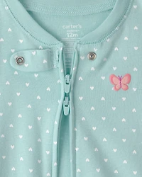 Baby Girl 2-Pack Floral Butterfly 100% Cotton Snug Fit 1-Piece pyjama - Blue/Pink