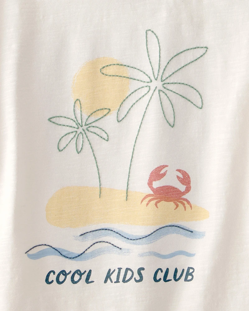 Kid Organic Cotton Tee Beach Print
