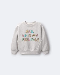 Toddler Girl 'In My Feelings' Wide-Arm Sweatshirt - Heathered Grey