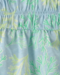 Baby Girl 3-Piece Coral Top & Short Set - Blue/Green