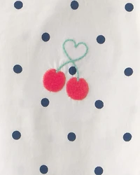 Girls 2-Piece Cherry Polka Dots Tee & Pant Set - Blue/Ivory