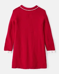Toddler Girl Cotton Long-Sleeve Occasion Dress - Red