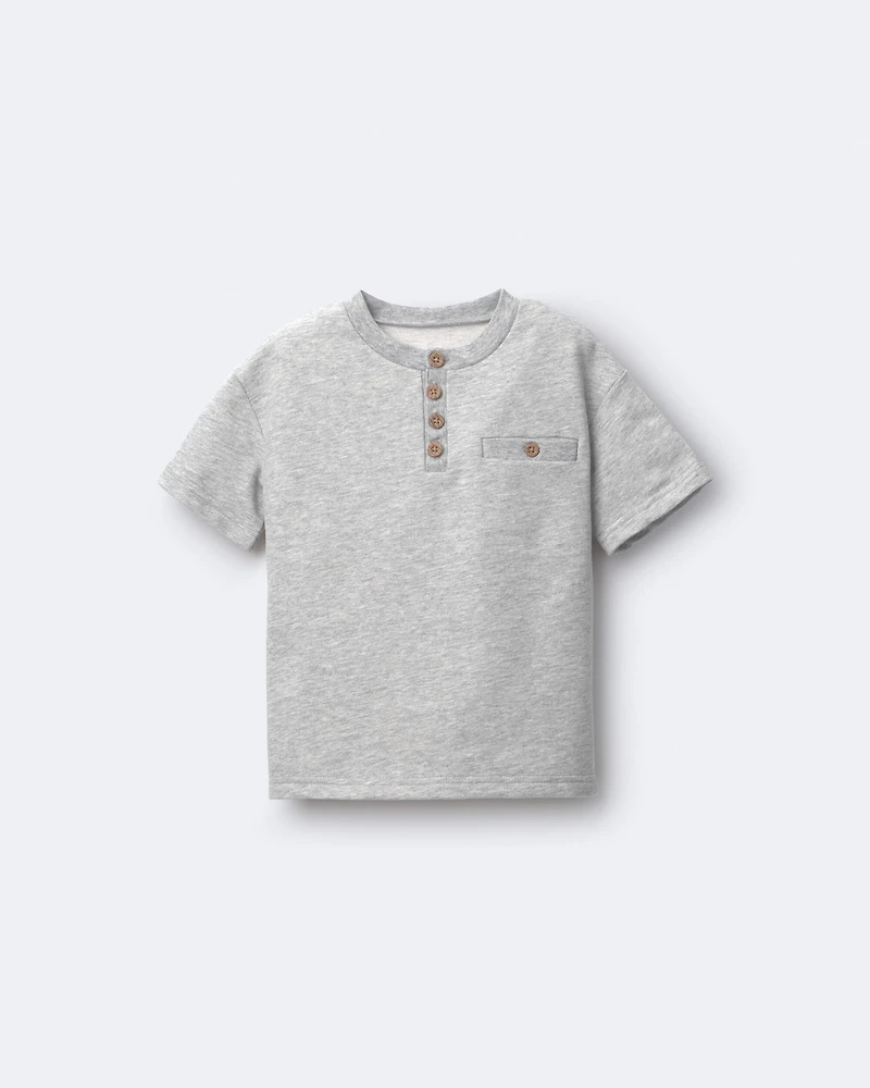 Toddler Boy Button-Front Tee - Grey