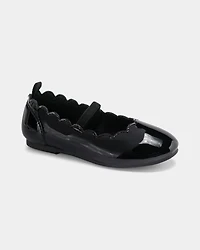 Toddler Girl Scallop Edge Shiny Dress Shoes - Black