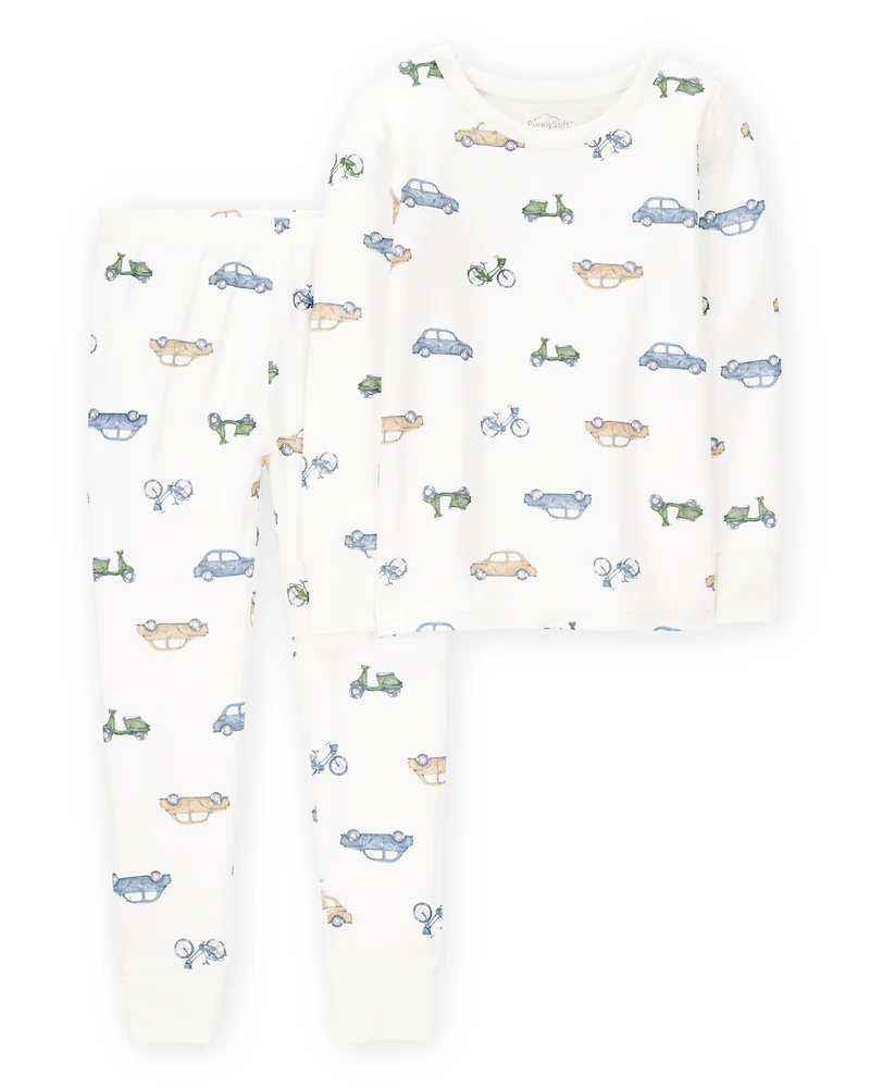 Toddler Boy Car Print PurelySoft 2-Piece Pyjamas - Ivory