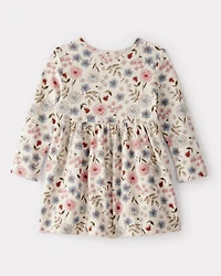 Baby Girl Floral Long-Sleeve Knit Dress - Cream
