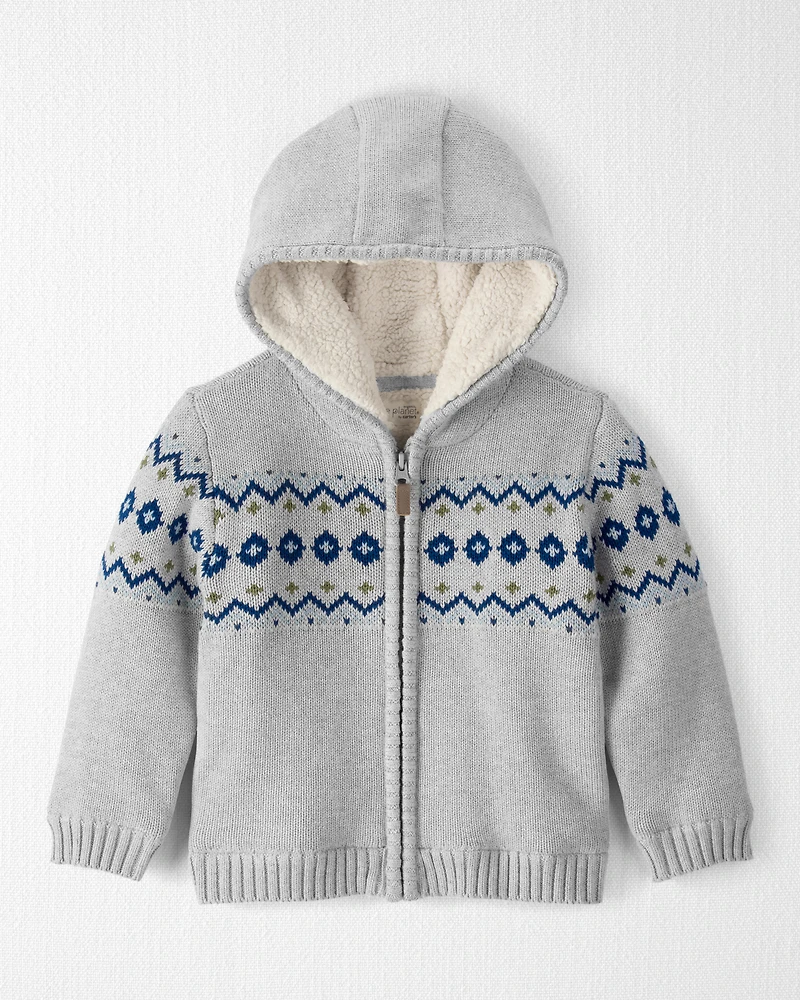 Toddler Boy Organic Cotton Fair Isle Sweater Knit Jacket