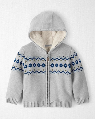 Toddler Boy Organic Cotton Fair Isle Sweater Knit Jacket