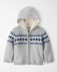 Toddler Boy Organic Cotton Fair Isle Sweater Knit Jacket