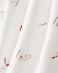 Baby Girl Paint Print PurelySoft Long-Sleeve Tee & Pant Set - White