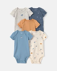 Baby Boy 5-Pack Airplane Multipack Bodysuits