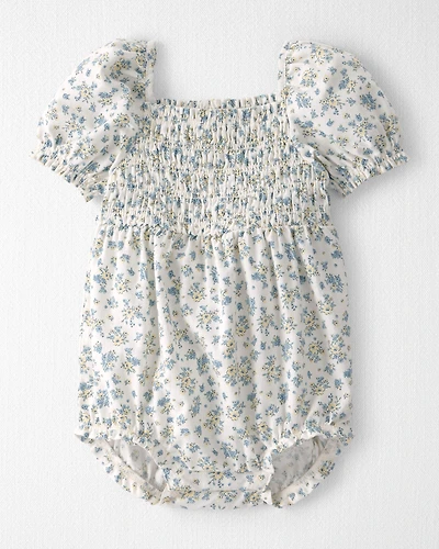 Baby Girl Linen Romper Made with Organic Cotton Spring Bloom