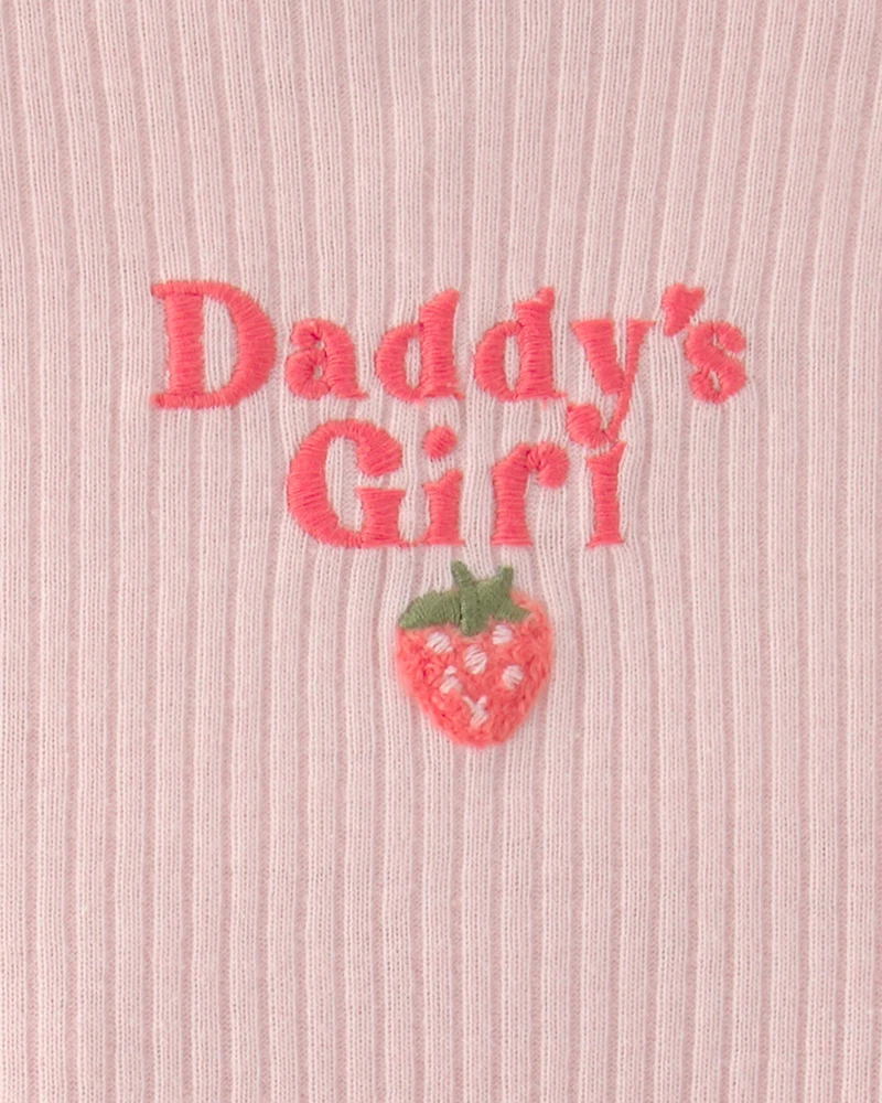 Baby Girl Fruit Print Short Sleeve Bodysuit & Pant Set - Pink