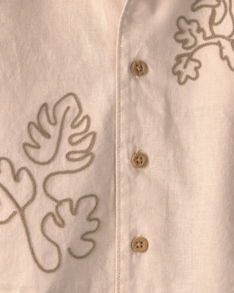 Baby Boy 2-Piece Toucan Embroidered Top & Short Set - Khaki