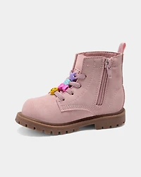 Toddler Girl Lace Charms Boots - Pink