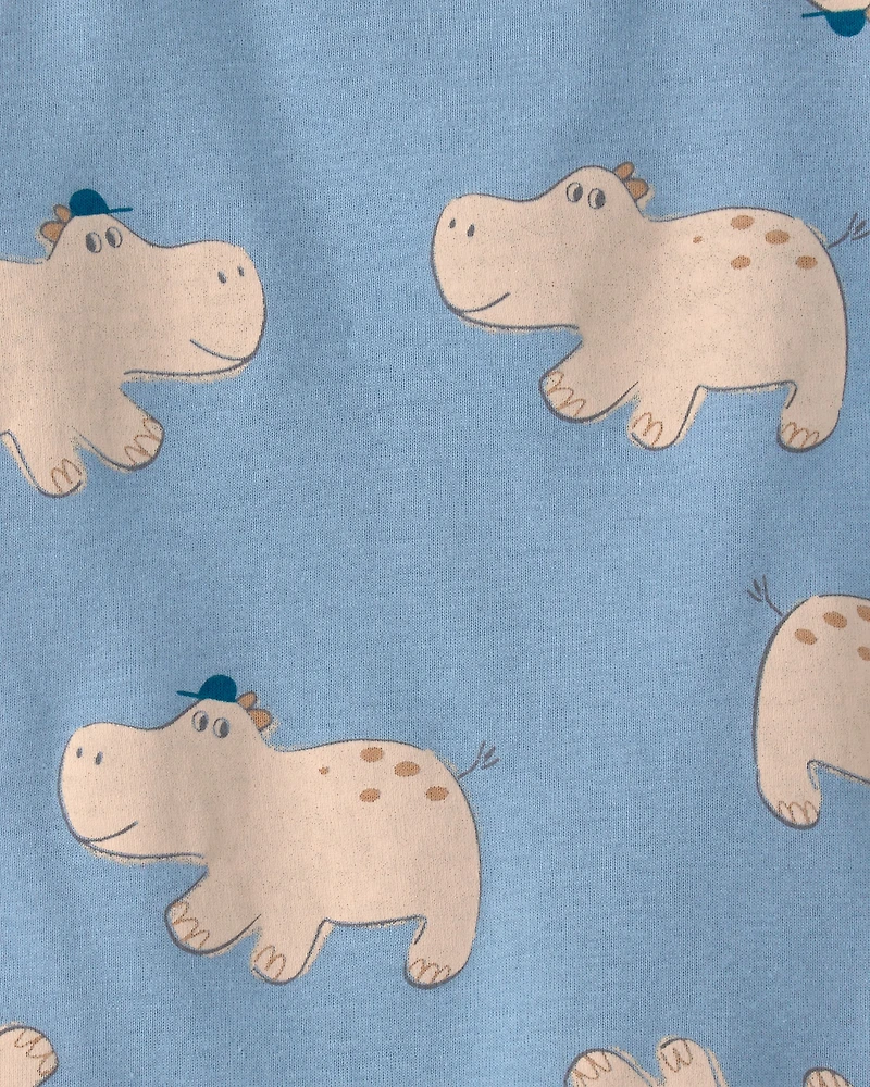 Baby Boy Hippo Short-Sleeve Romper - Blue