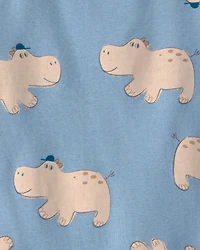 Baby Boy Hippo Short-Sleeve Romper - Blue