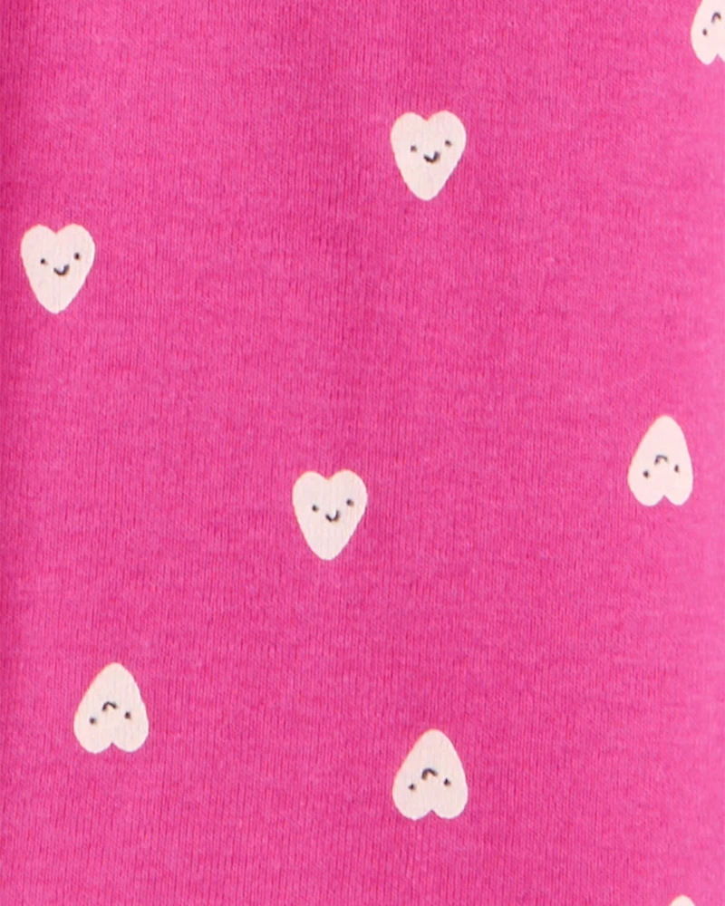 Girls Heart Print 100% Cotton Long-Sleeve Snug Fit 4-Piece Pyjamas - Navy/Pink