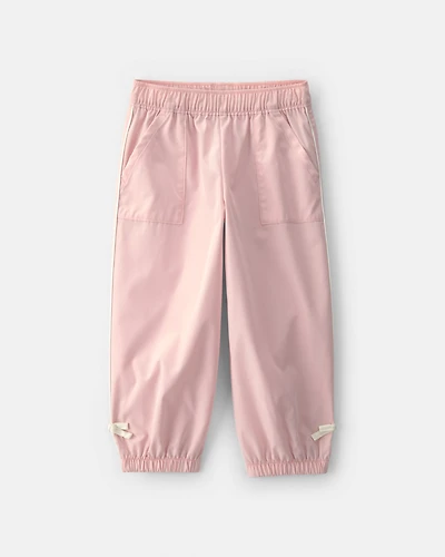 Toddler Girl Bow-Cuff Poplin Joggers - Pink