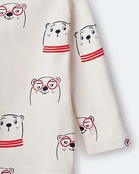 Toddler Otter Print Long-Sleeve Relaxed Graphic Tee - Cream