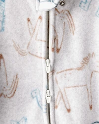 Baby Boy Western Cowboy Print Loose Fit Long-Sleeve Sleeper - Grey