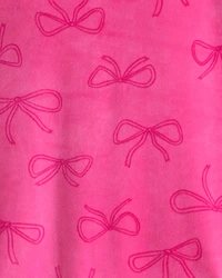 Girls Bow Print DreamPlush Long-Sleeve Snug Fit 2-Piece Pajamas - Pink