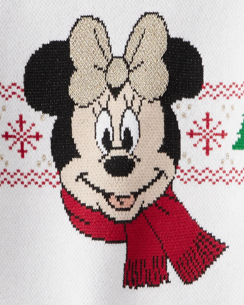 Toddler Girl Christmas Disney© Minnie Mouse Long-Sleeve Sweater - Cream