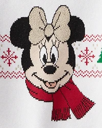 Toddler Girl Christmas Disney© Minnie Mouse Long-Sleeve Sweater - Cream