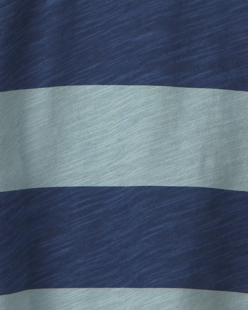 Toddler Boy Striped Long-Sleeve Henley T-Shirt - Navy Blue