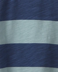 Toddler Boy Striped Long-Sleeve Henley T-Shirt - Navy Blue