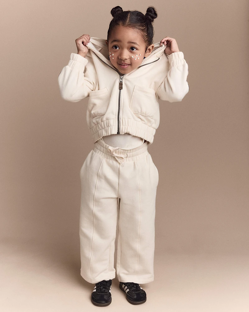 Toddler Girl Zip-Up Hoodie - Cream