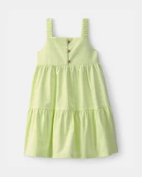 Toddler Girl Striped Tiered Dress - Green