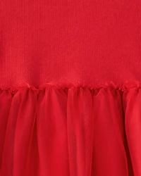 Girls Valentine's Day Tulle Top & Heart Pant Set - Red/Grey