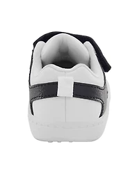 Baby Every Step® First Walker  Faux Leather Fashion Sneakers - White/Black