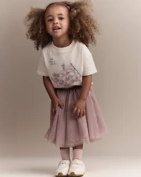 Toddler Girl Picnic Relaxed Graphic Tee - Cream