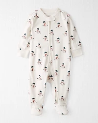Baby Organic Cotton Sleep & Play Pyjamas Snowman Print