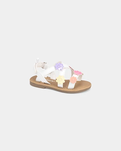 Toddler Girl Flower Sandals - White