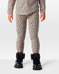 Toddler Girl Cotton Leopard Stretch Leggings - Brown