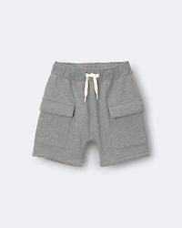 Toddler Boy French Terry Cargo Short with Pockets - Grey