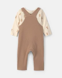 Baby 2-Piece Bear Long-Sleeve Overall Set - Brown