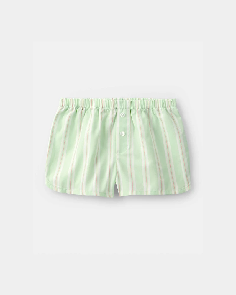 Girls Club Snooze' Flower Short-Sleeve Loose Fit 2-Piece Pyjama Set - Ivory/Green