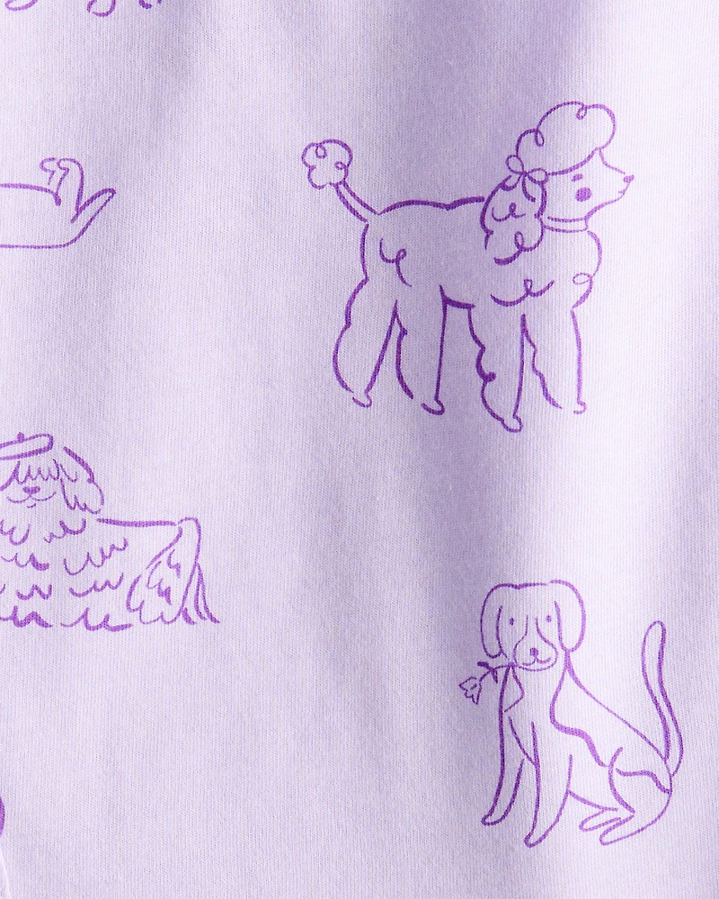 Baby Girl Dog Print Long-Sleeve Peplum Top - Purple