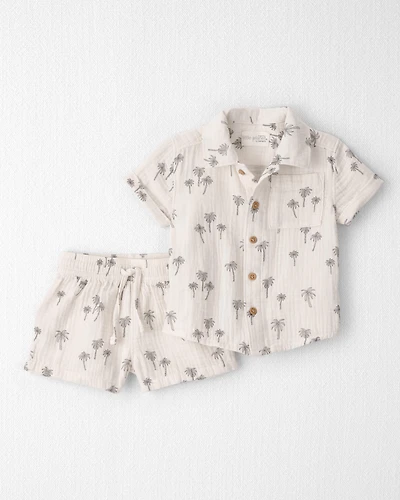 Baby Boy 2-Piece Gauze Top & Short Set Palm Trees