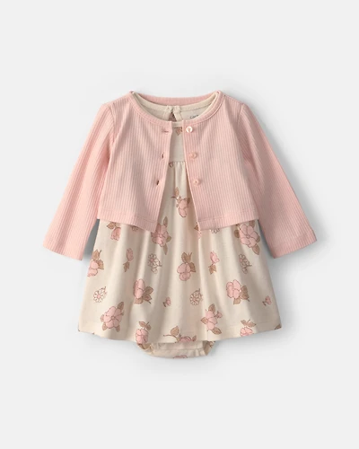 Baby Girl 2-Piece Floral Dress Set - Pink/Ivory