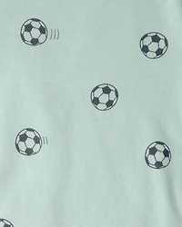 Toddler Boy Soccer Dino 100% Cotton Short-Sleeve Snug Fit 4-Piece pyjama Set - Green