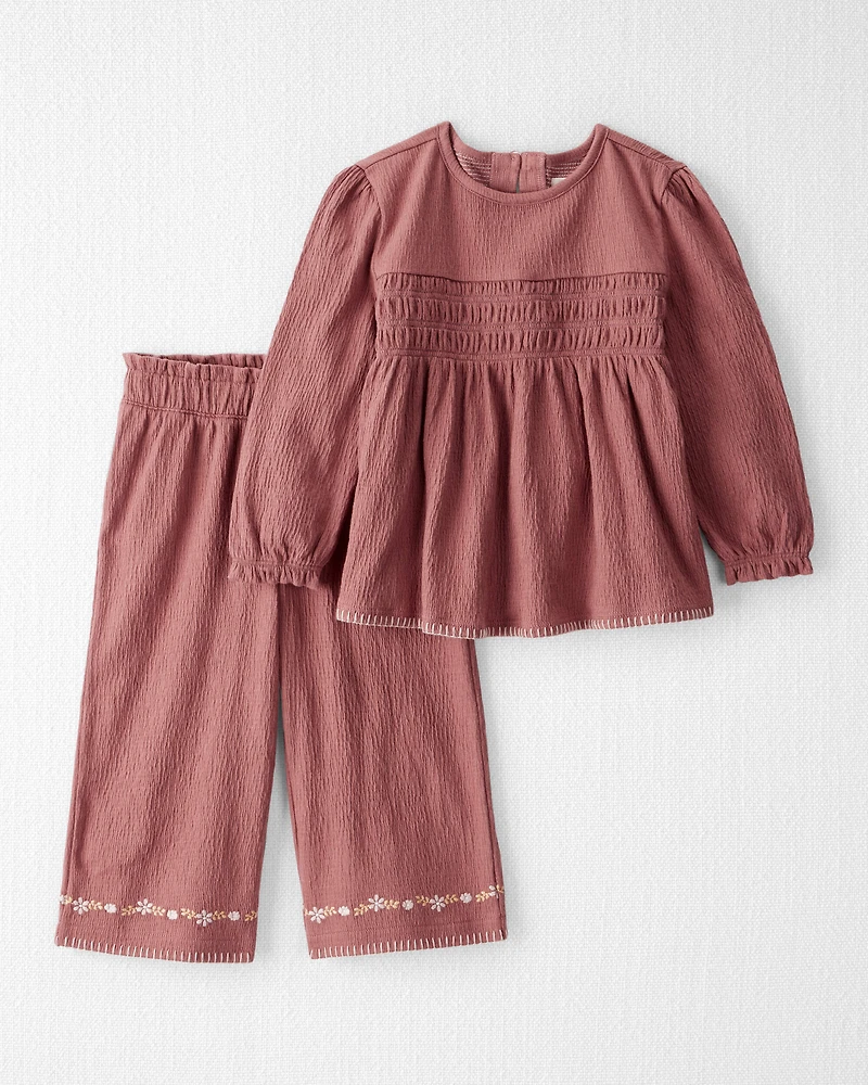 Toddler Girl 2-Piece Organic Cotton Crinkled Knit Set