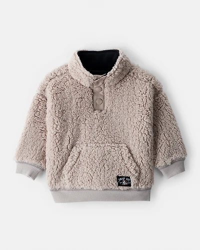 Baby Boy Sherpa Pullover Sweatshirt - Brown