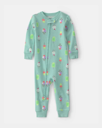 Baby Girl Popsicle 100% Cotton 1-Piece Pyjama - Turquoise Blue