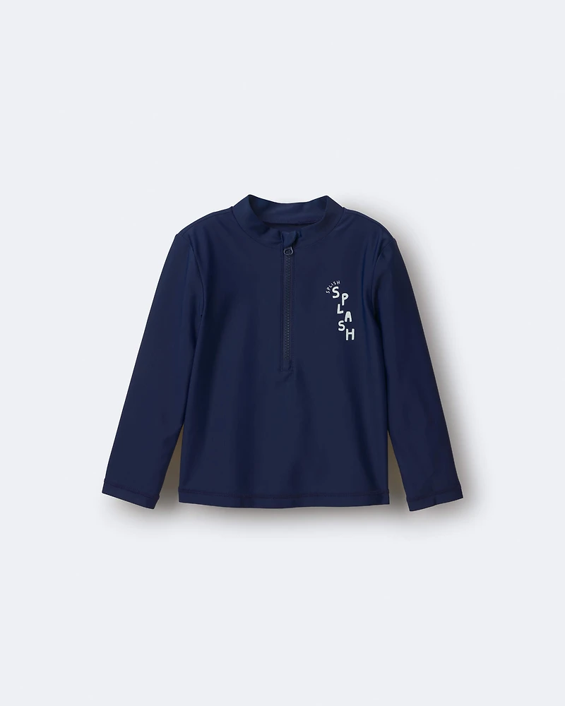 Toddler Boy 'Splish Splash' Half-Zip Long-Sleeve Rashguard - Navy